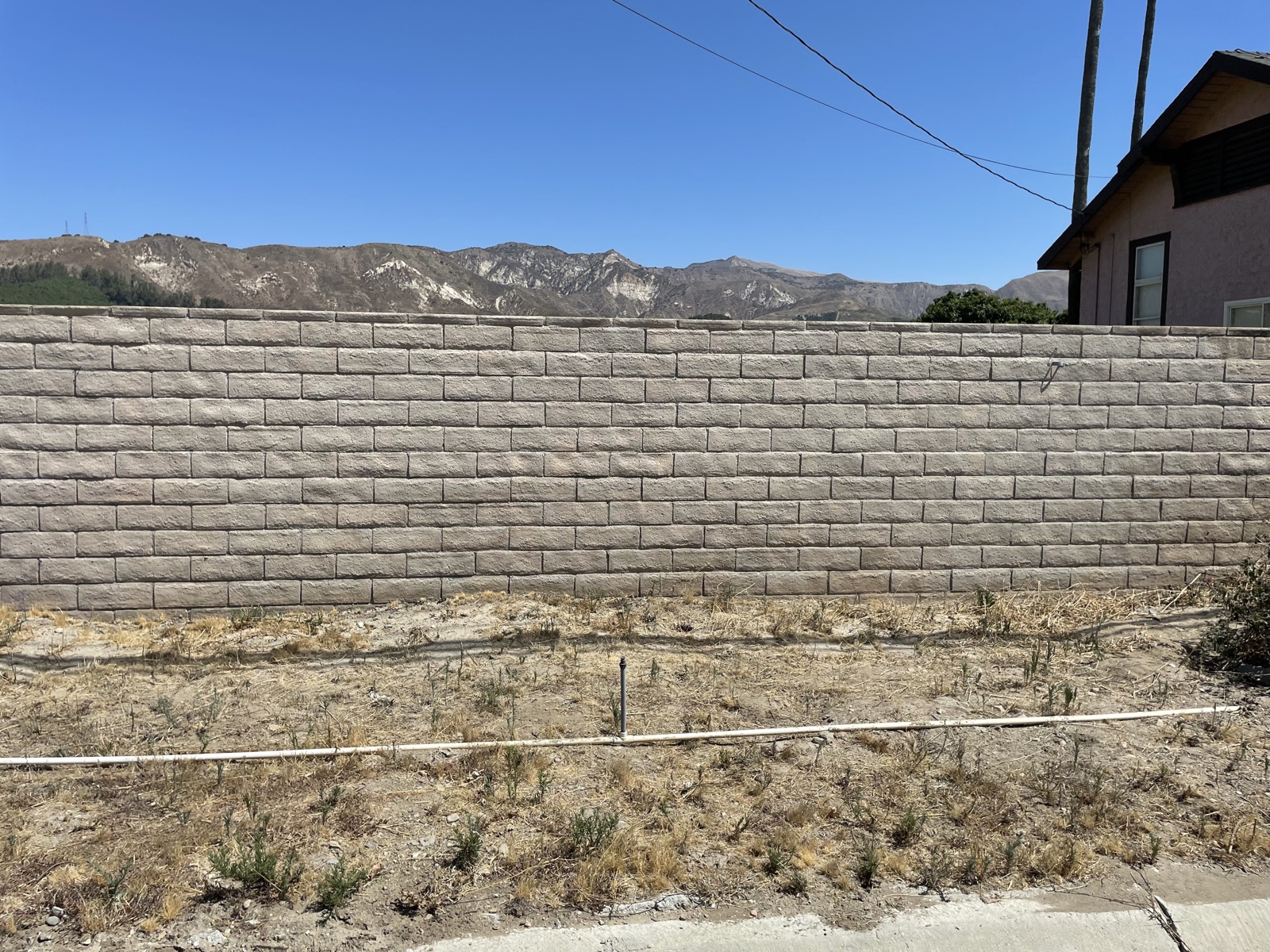 Block wall after graffiti removed