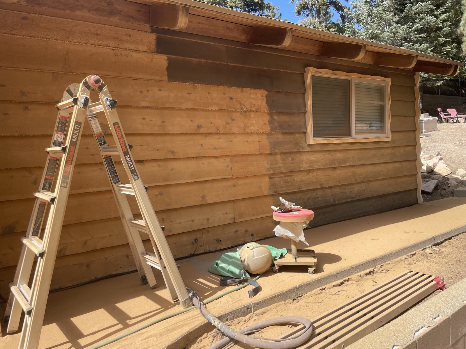 Cabin wood siding restoration