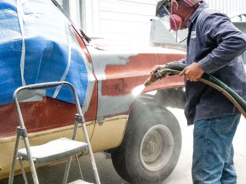 Automotive paint stripping